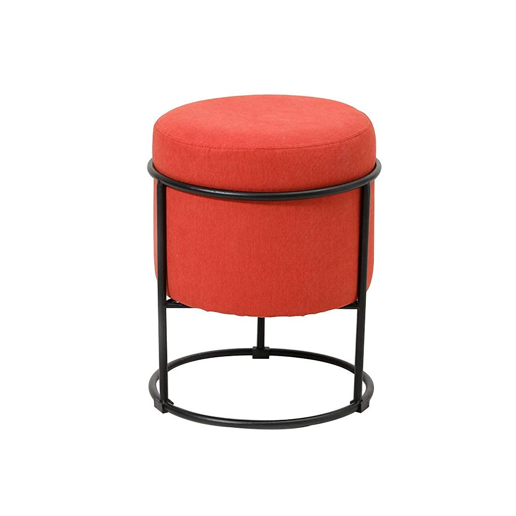 Taburete bajo con patas de acero inoxidable y tapizado azul premium