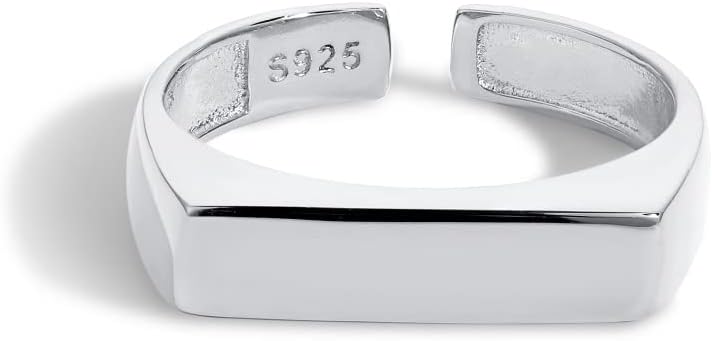 MISS JO92.5 Sterling Silver Brushed Gold/Silver Bar Ring, Adjustable Stackable Ring, Classics Collection, Gift for women and girls, BIS Hallmarked