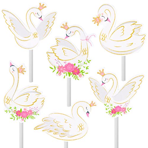 24Pcs Swan Cupcake Toppers Swan Cake Toppers Swan Cake Decorations Swan Cupcake Picks For Swan Themed Birthday Party Swan Wedding Swan Baby Shower Supplies #TOP1