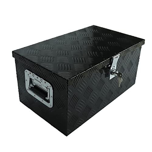 Gooeap 20 X 12 X 9.45 Inch Black Aluminum 5 Bar Tread Tool Box Truck Car Outdoor Trailer Pickup Underbody Toolbox, Rv Storage Organizer, Underbed Tools Organizer With Lock & Keys #TOP2
