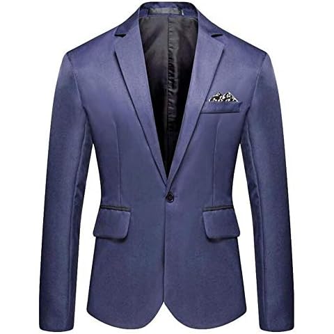 KA Beauty Men's Peak Lapel One Button Slim Fit Navy Blue Business Suit Jacket Blazer 40/34 Cover