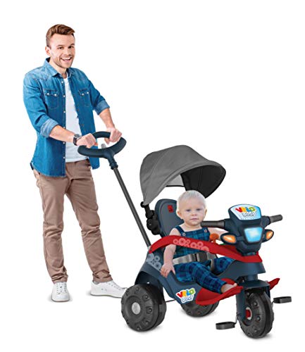 Triciclo Velobaby Reclinavel C/ Capota Passeio & Pedal (Azul), Bandeirante, Azul
