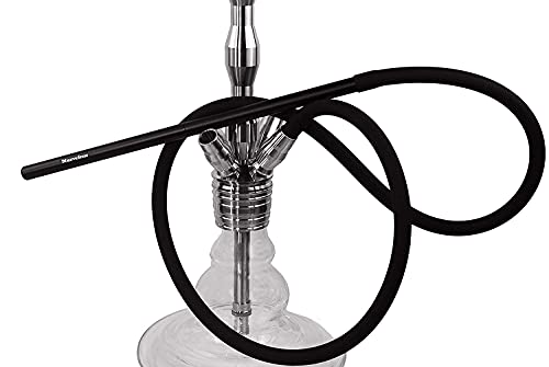 Marvelous Shisha Silikon,Soft Touch, Schlauch Set,Schwarz Matt, Inkl. Pulverbeschichteten Alu Mundstück – Bild 4