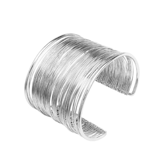 IXDEAXLY Exaggerated large bracelet, heavy metal exquisite fashion armband, multi-layer-Silver