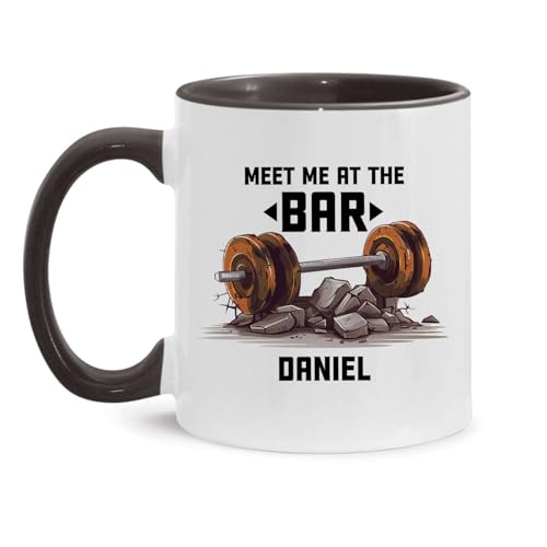 Custom Sports Lover Mug with Name, Barbell Design, 11Oz/15Oz