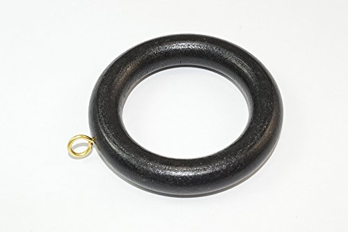 30 x Curtain Rod Pole Rings Screw & Eye Wood Black 45MM Internal Diameter