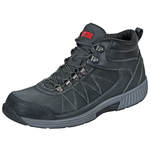 Orthofeet Men's Orthopedic Hunter Waterproof Lug Sole Hiking Boot, Black, Size 11.5 Wide