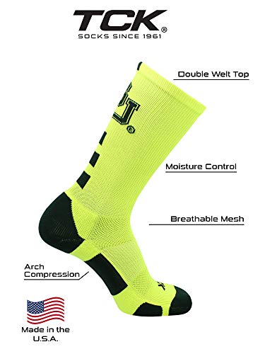 Tck Baylor Bears Baseline Crew Socks (Neon Yellow/Dark Green, Large) #TOP3