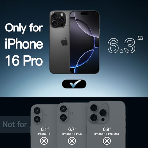 Image of JETech Magnetic Cover Case for iPhone 16 Pro 6.3-Inch Compatible with MagSafe, Shockproof Phone Bumper Cover, Anti-Scratch Clear Back (Black)