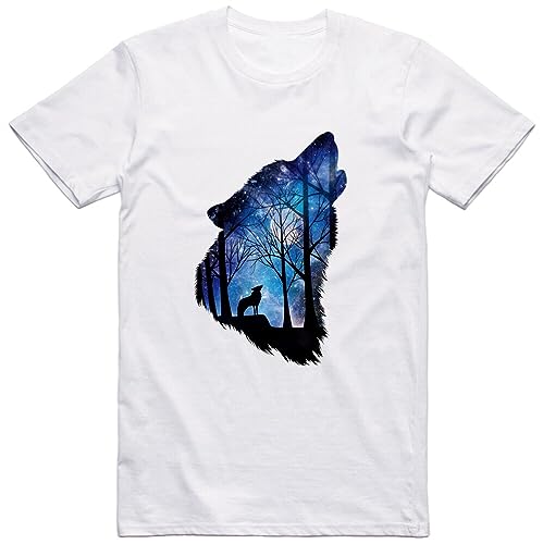 T-shirt loup hurlant blanc anti-déformation et coton doux