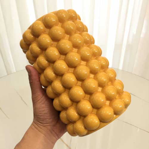 Anding Yellow Vase. Flowers. Yellow Ceramic Vase For Home Decor. Pampas Grass Vase. Boho Vase.modern Vase. Decorative Vase For Home Decor. Clay Vase Flowerpot (A9921 Yellow Large) #TOP5