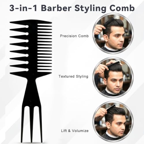 Image of MAYCREATE 5Piece Hair Styling Comb Set for Men and Women with Texture Comb Wide Tooth Combs for Volume Detangling Root Lift and Daily Grooming