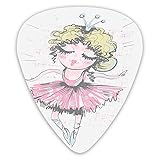 Púas de guitarra, paquete de 12 púas universales de guitarra ABS, pelo rubio rizado, linda bailarina, dibujo a lápiz en tonos apagados, divertido garabato para guitarra acústica y eléctrica