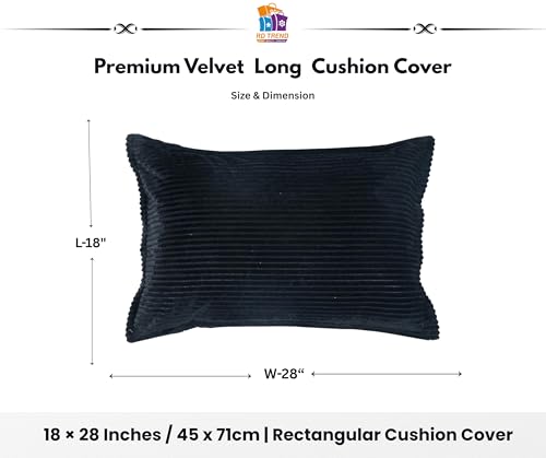 Image of RD TREND Corduroy Cushion Cover Set of 2, Striped Double Sided Decorative Throw Pillowcases for Sofa, Bed & Living Room Rectangular Long Cushion Covers 18x28 inches | Black