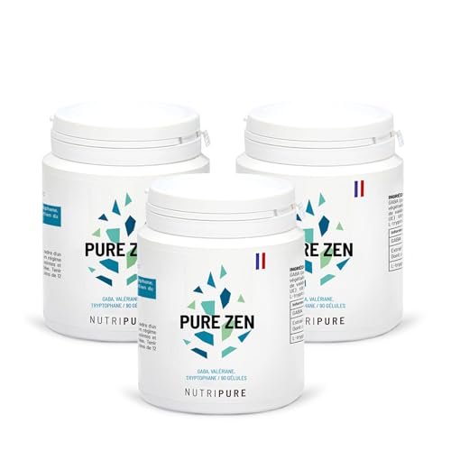 Nutripure | Pure Zen | Complément Alimentaire Anti Stress et Anxiété | Améliore la qualité du Sommeil et Favorise la Relaxation | GABA, Valériane,...
