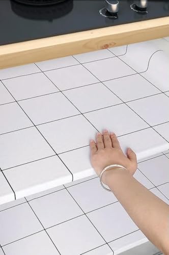 yogximil Papel de Contacto de mármol Blanco Perlado para gabinetes de Cocina, Vinilo Autoadhesivo, Papel Tapiz Impermeable, Pegatinas Decorativas despegables y Adhesivas