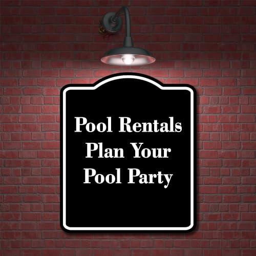 Pool Rentals Plan Your Pool Party BLACK Aluminum Composite Sign 20''x24''
