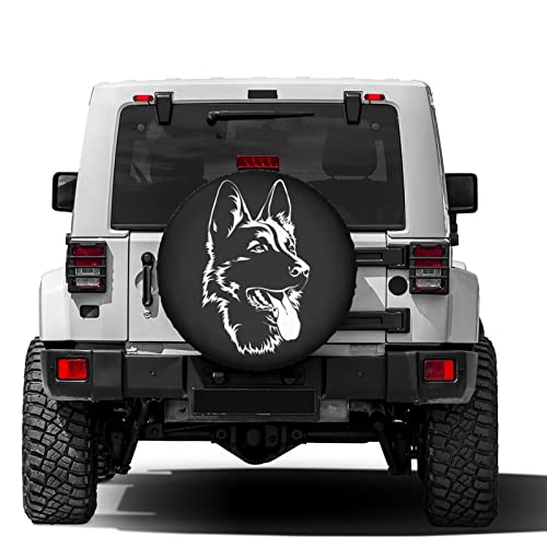 Image of Black German Shepherd Spare Tire Cover Dust-Proof Wheel Tire Cover Fit Trailer, RV, SUV and Many Vehicle 15 Inch