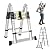 12.5FT Telescopic Folding Ladder Extension Aluminum 1.9m+1.9m A-Frame 3.8m Straight Ladder Telescoping Portable Multi-Purpose with Stabilizer Bar for Building Maintenance Window Cleaning Decoration