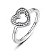 BISAER Mini Mouse Ring Rhinestones Love Heart Cubic Zirconia Fashion Silver Rings for Women Size 7 8 (Ring size 7)