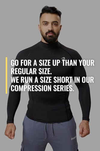 Image of Men Full Sleeves Slim Fit Compression High Neck Sports and Gym Tshirt