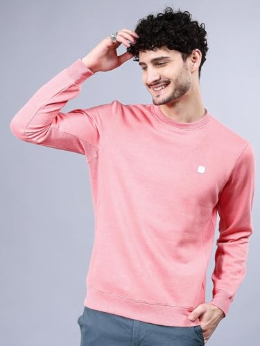 Image of The Indian Garage Co Pink Regular Fit Self Design Overhead Crewneck Sweatshirt