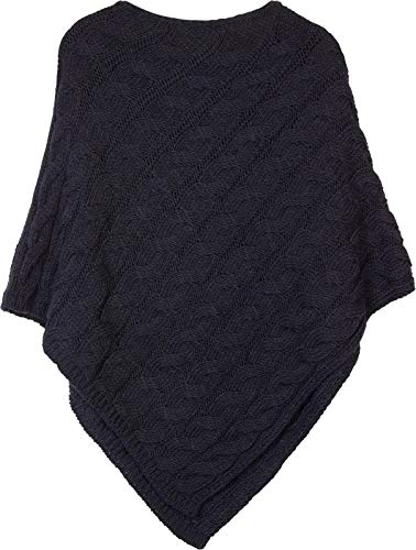 styleBREAKER Poncho de Punto con Motivo Trenzado, Poncho de Punto con Cuello Redondo, Punto Grueso,...