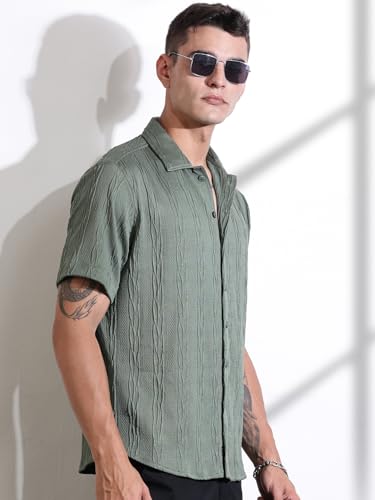 Image of Thomas Scott Men Polyester Blend Solid Oversized Fit Shirt