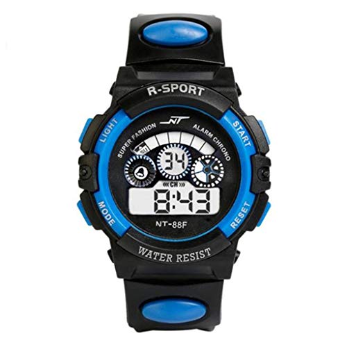 Reloj deportivo elegante digital LED para hombre, cuarzo, alarma, fecha, reloj deportivo con luz, azul, talla única