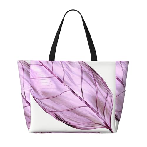 Lilac Leaves Beach Bags For Women Large Waterproof Sandproof Beach Tote Bag Lightweight Carry On Bag For Gym Travel Vocation2