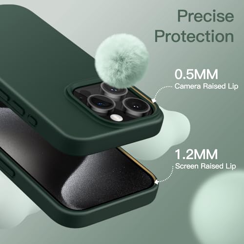 Image of JETech Silicone Cover Case for iPhone 15 Pro Max 6.7-Inch, Silky-Soft Touch Full-Body Protective Phone Case, Shockproof Cover (Midnight Green)