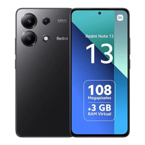 Xiaomi Redmi Note 13 4G- Smartphone 6+128GB, Dimensity 6080, 6.67' G-OLED FHD+ AMOLED Display, 120Hz, Cámara de 108MP, 5000mAh, 33W Cargando, Negro [Versión Global]