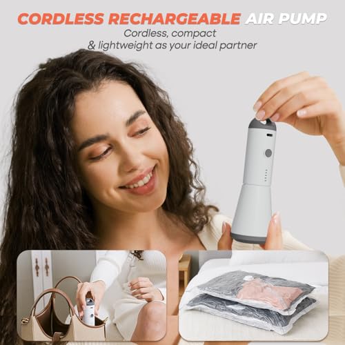 Bolsas de almacenamiento al vacío para organizar armarios y ropa de cama con bomba inalámbrica 8