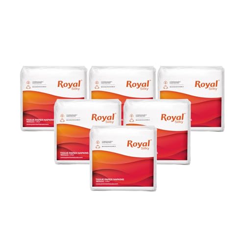 Image of Royal Silky Tissue Paper Napkins | 420 Napkins | 70 Pulls X 6 Packs | Soft And Highly Absorbent Smooth Disposable Napkins | Hygienic White Napkins for Home, Office & Dining