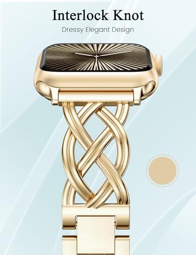 Image of TOYOUTHS Dressy Bracelet Compatible with Apple Watch Bands 38 /40 /41 /42 /44 /45 /46 /49mm Women, Celtic Stainless Steel Metal Fancy Nice Pretty Strap for iWatch Series 11 10 9 8 7 6 5 4 Ultra /SE 3 2 1