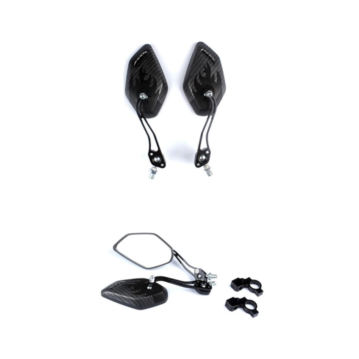 Specchietto Bici Carbonio Nero a Coppia per Manubrio 21-23mm | Angolo Ampio, Regolabile e Rotante, Lega di Alluminio e Abs, Design Compatto