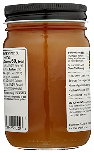 Miel Cruda Orgánica Ligera Glorybee 18 oz Pack 6 miniatura 6