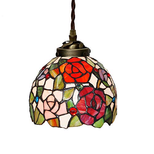 Lustre Tiffany en verre teinté rouge, luminaire d'art d'intérieur