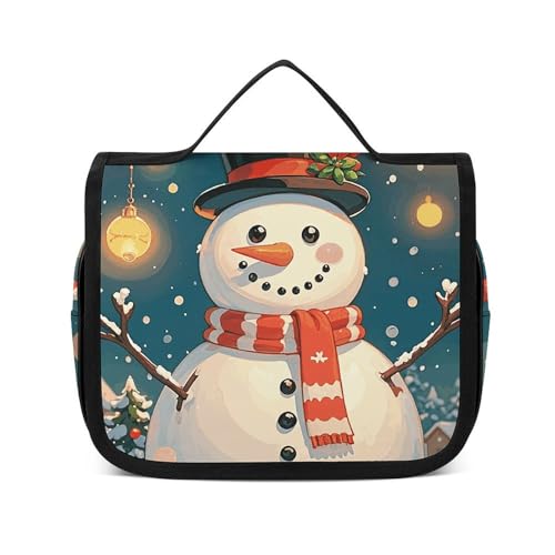 Trousse de toilette suspendre Noël Bonhomme de neige maquillage voyage étanche blanc