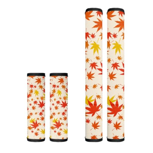 Image of Dreaweet Red‑Yellow Maple Leaf Print Refrigerator Door Handle Covers Set of 4