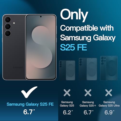 JETech Protector Pantalla para Samsung Galaxy S25 FE con Protector Lente Cámara, Cristal Vidrio Templado 9H, Compatible Huellas Dactilares ID, HD Clara, 2 Paquetes Cada Uno - imagen 2