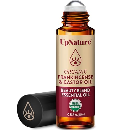 UpNature Beauty Castor Oil Roll On Eye Roller - 100% Organic Frankincense and Castor Oil for Face,...