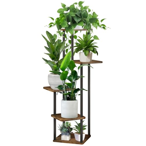 5 Tier Plant Stand Indoor,Corner Tall Plant Stands for Plants Multiple,Wood Tiered Plant Shelf Flower Pot Holder Display Rack for Patio Garden Balcony Living Room
