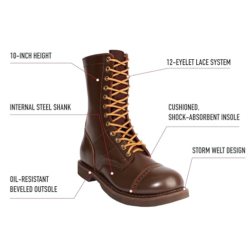 Image of Rothco 10 Inch Leather Jump Boots | Men's Paratrooper Dress Uniform Service Field Duty Boot High Top Footwear