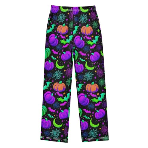 Halloween Pajama Pants Pumpkin Bat Moon Spider Web Long Sleep Pants Lounge Bottoms