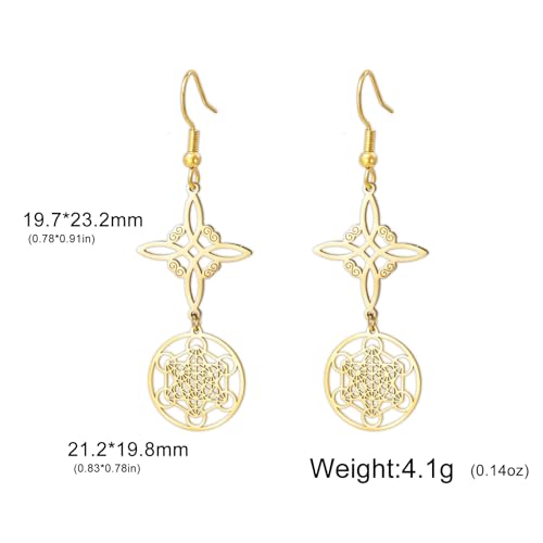 Boucles d'oreilles nœud de sorcière amulette géométrique en acier - 6
