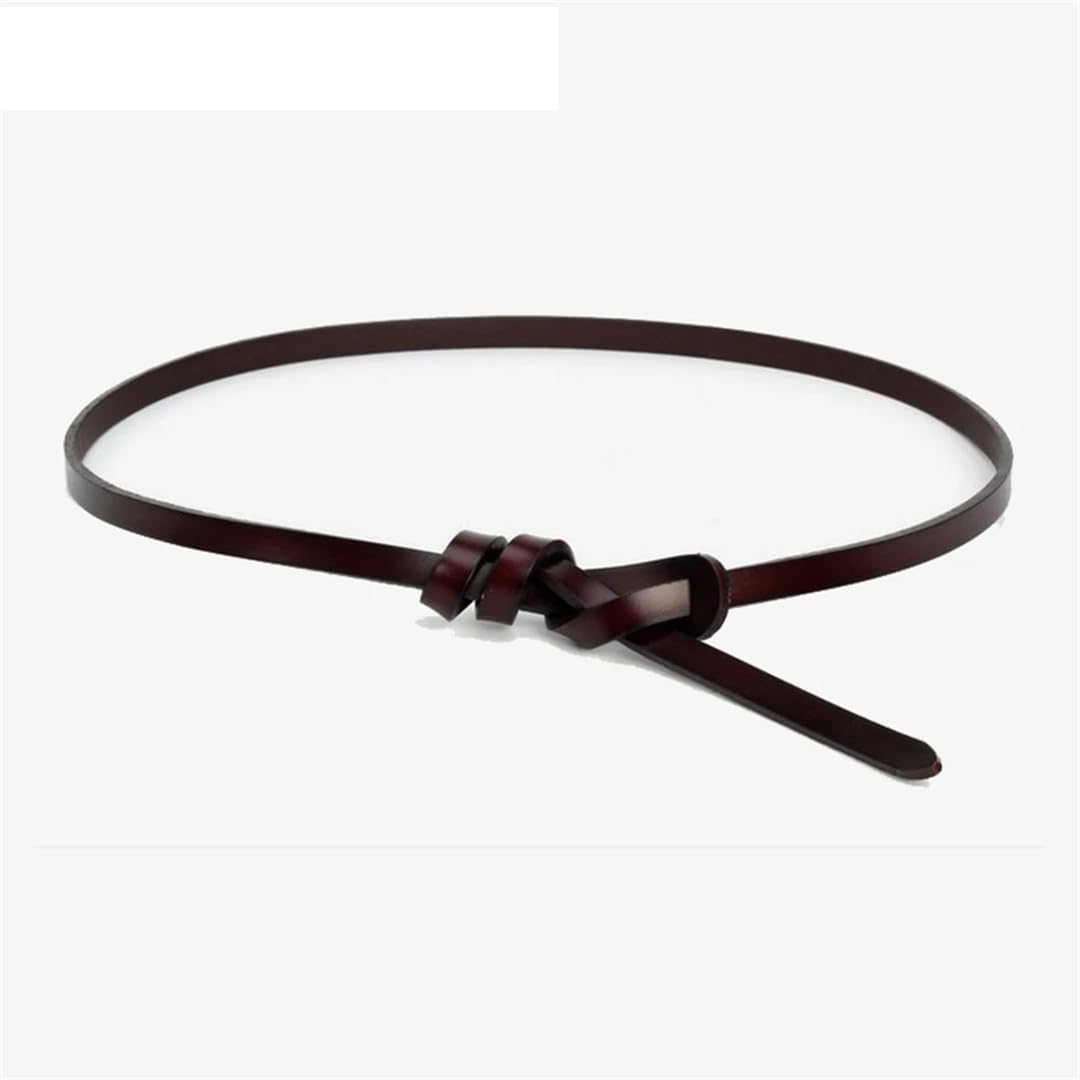 Cinturones finos con nudo para mujer, de piel auténtica, correa de cinturón de cuero vacuno elegante