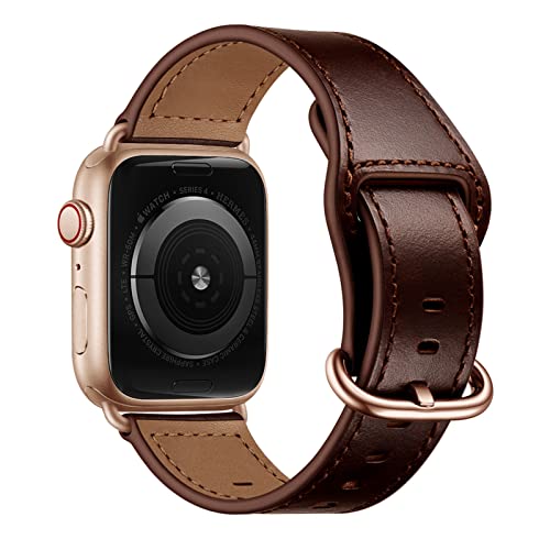 Bracelet Apple Watch cuir véritable marron 38mm 40mm 41mm pour iWatch Series 9 8 7 SE