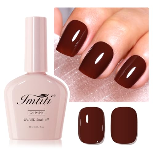 Imtiti Brown Gel Nail Polish, 1Pcs Maroon Chestnut Brown Gel