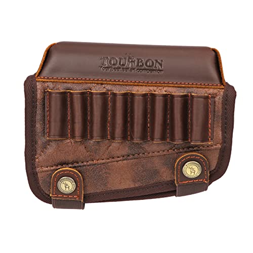 TOURBON Rifle Buttstock Cartridge Holder Cheek Rest Pouch Right Handed, Brown, 17*14*4.5cm